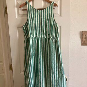 Green and White Striped Universal Thread Sundress with Pockets